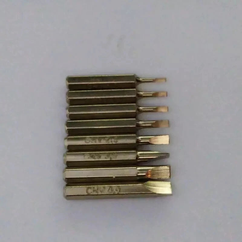 8pc Screwdriver Bit Set Slotted SL 1.0 1.3 1.5 2.0 2.5 3.0 3.5 4.0 4mm Hex Sys 4