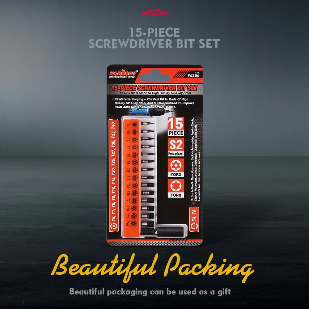 15pc Torx Bit Set Quick Change Connect Impact Driver Drill Security Tamper Proof