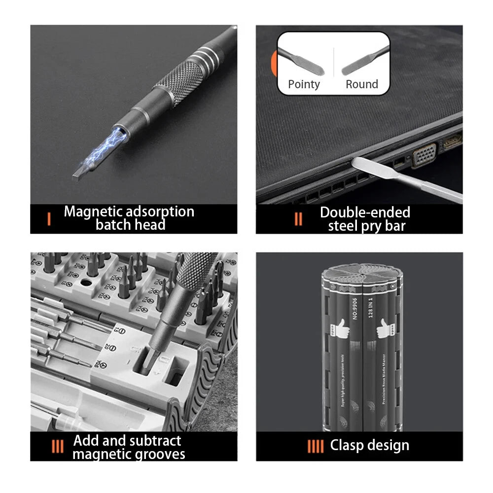 128 in1 Manual Precision Screwdriver Set Durable Wear Resistant Maintenance Tool-