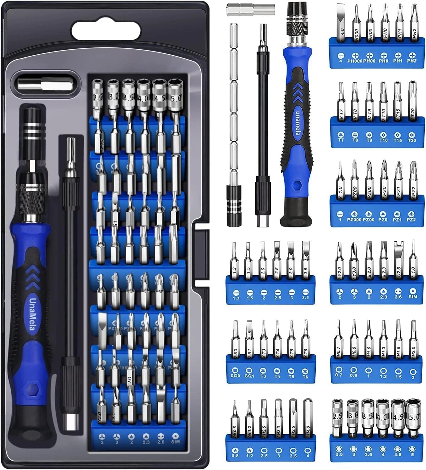 UnaMela Electronics Precision Screwdriver Set: 61 in 1 Small Magnetic Repair Too