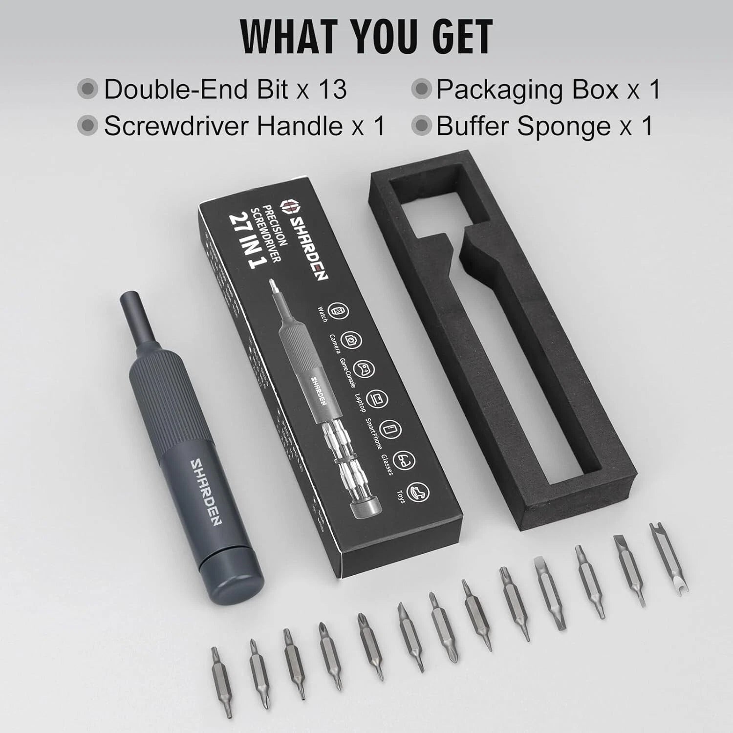 Sharden 27-in-1 Precision Screwdriver Set Multi Bit Small Screwdriver Magnetic M