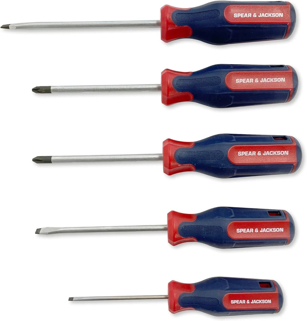 Spear & Jackson SD5PS 5 Piece Slotted, Phillips & Pozi Screwdriver Set