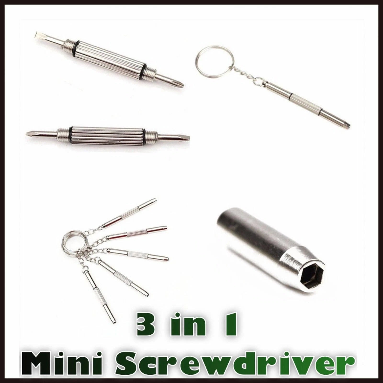 2 X 3in1 Mini Screwdriver Tool Repair set keyring for Watch,Glasses,CellPhone uk
