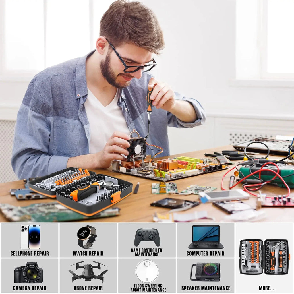 Ratchet Screwdriver Set 68 in 1 Hexagonal Cross Torx Magnetic Head Tough Handle-