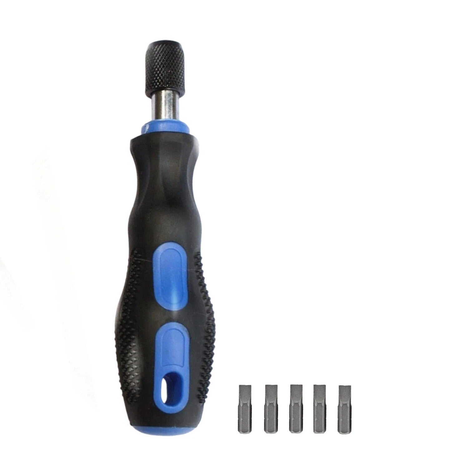 Screwdriver Handle 1/4" Hex + 5 Pack Plain Slotted Bit Set 6.5mm x 25mm