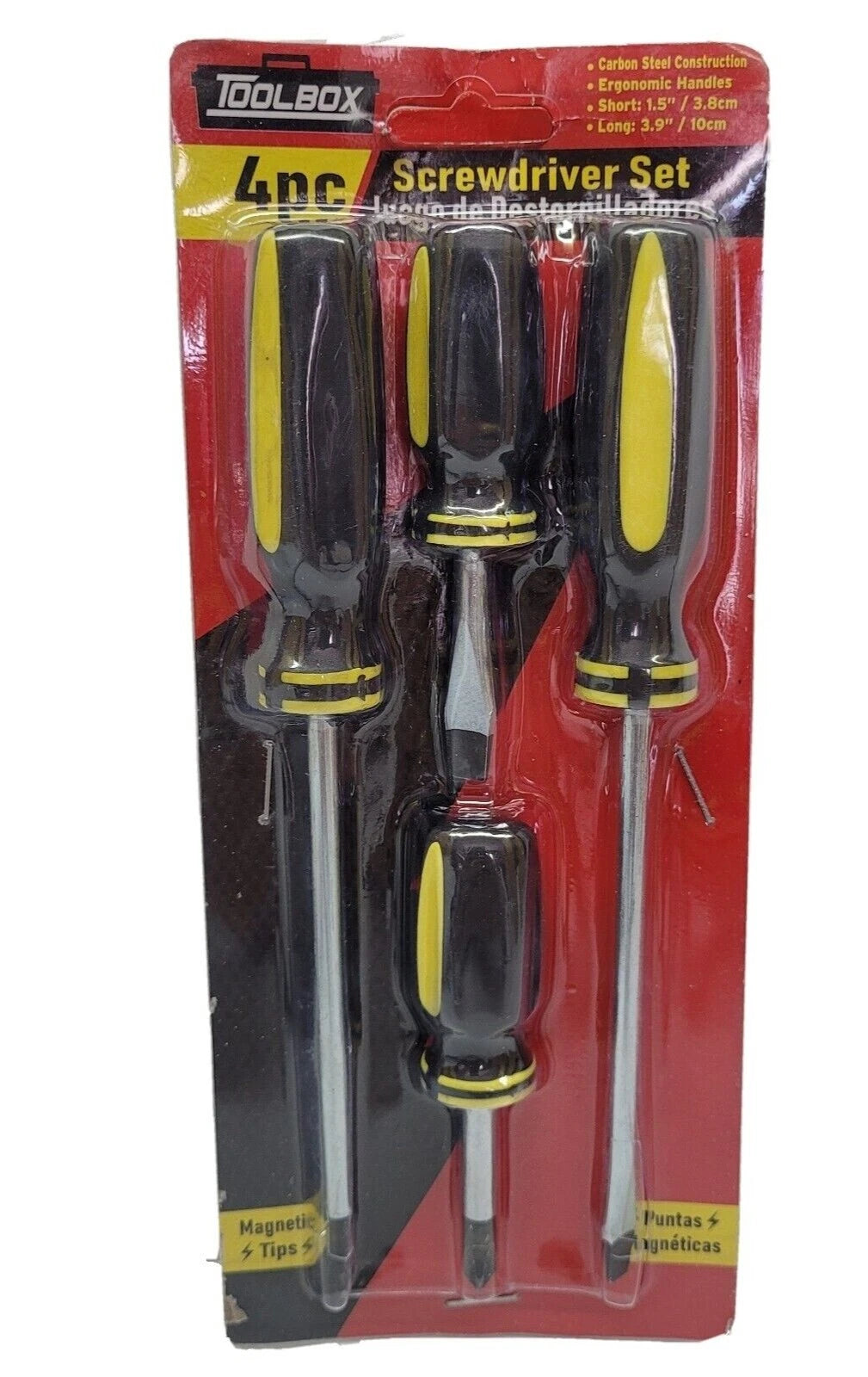 TOOL BOX 4pc Black/Yellow Screwdriver Set With Magnetic Tips 60536