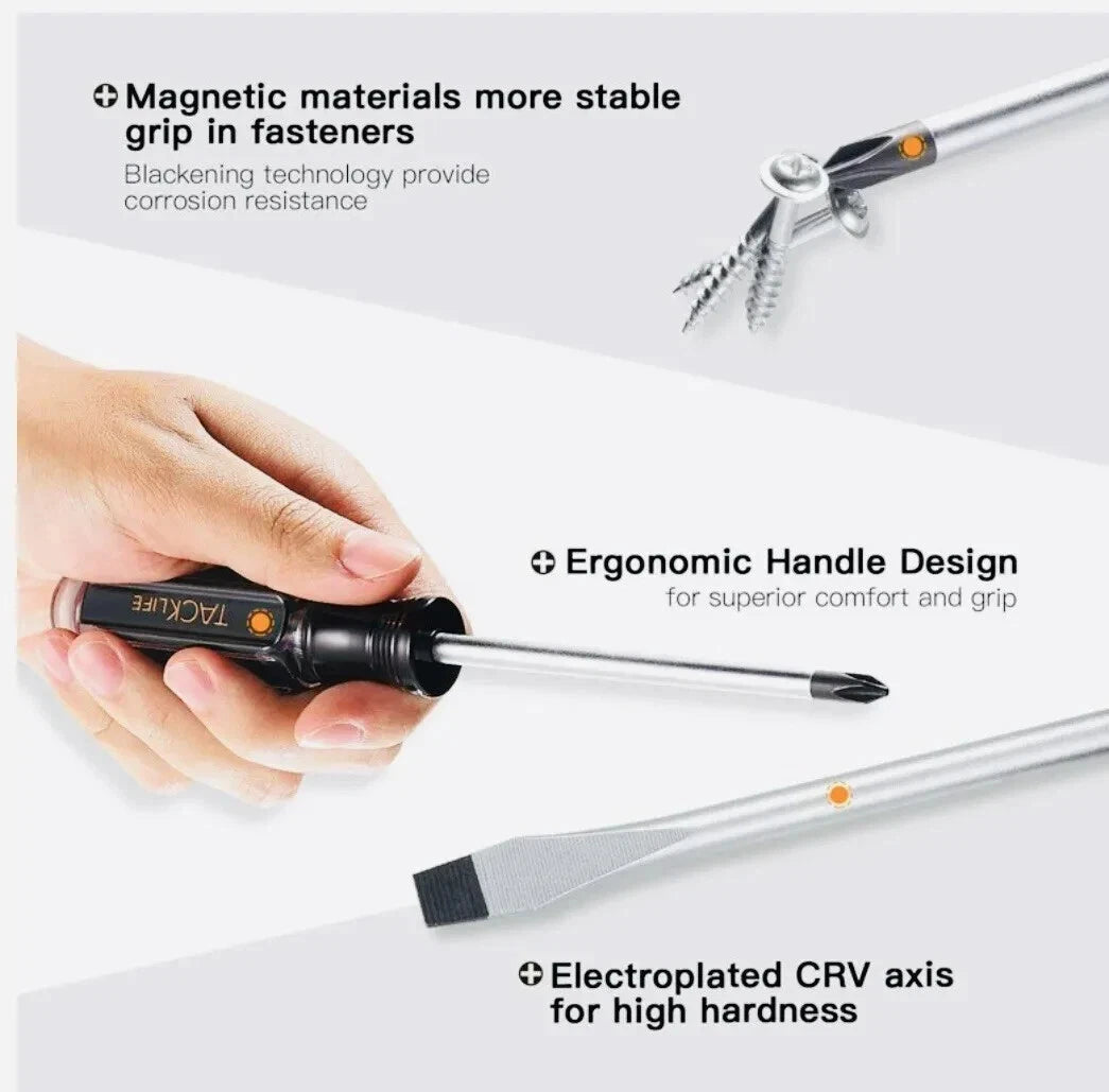 Brand New Magnetic 12 Pieces Tacklife HHS7B Screwdriver Set with Case