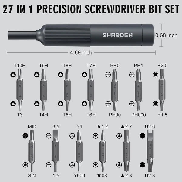 Sharden 27-in-1 Precision Screwdriver Set Multi Bit Small Screwdriver Magnetic M