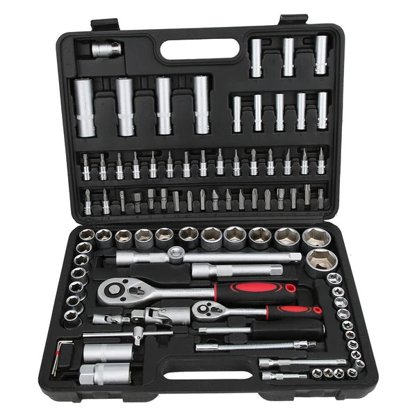 Socket Set 94 Pcs Ratchet Spanner Wrench 1/2" 1/4" Screwdriver Bits Tool Kit USA