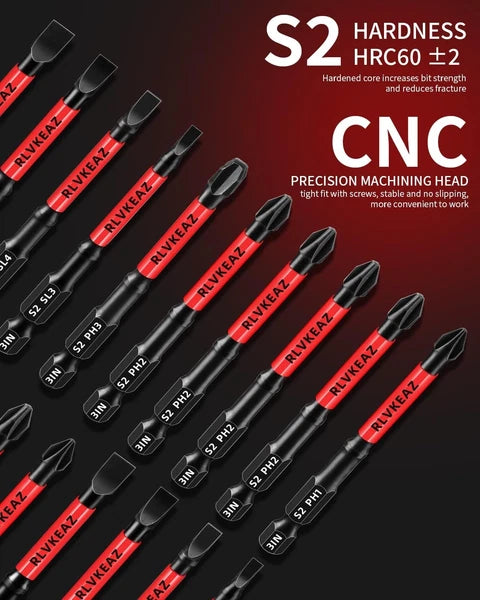 10-PCS 3" Long Magnetic Screwdriver Bits Set: Phillips Bits #1/#2/#3 & Slotted H