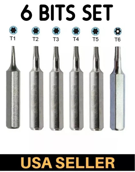 Torx screwdriver Bit Set T1, T2, T3, T4, T5, TR6 T6H Security System 4 Hex Micro