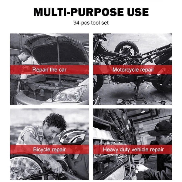 Socket Set 94 Pcs Ratchet Spanner Wrench 1/2" 1/4" Screwdriver Bits Tool Kit USA