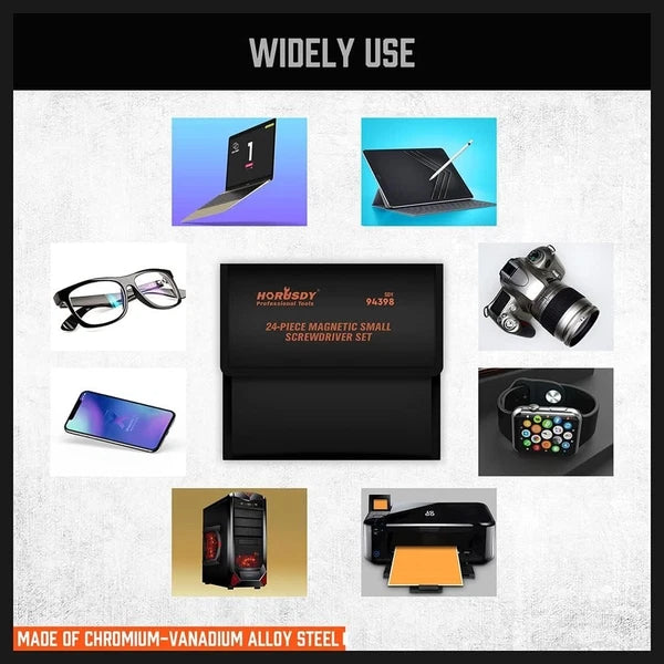 Mini 24-Piece Screwdriver Set - Phillips, Slotted, and Torx with Storage Bag