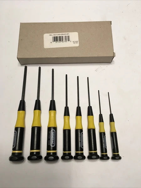 General Tool 8 Piece Ball Hex Precision Screwdriver Set NIB!!