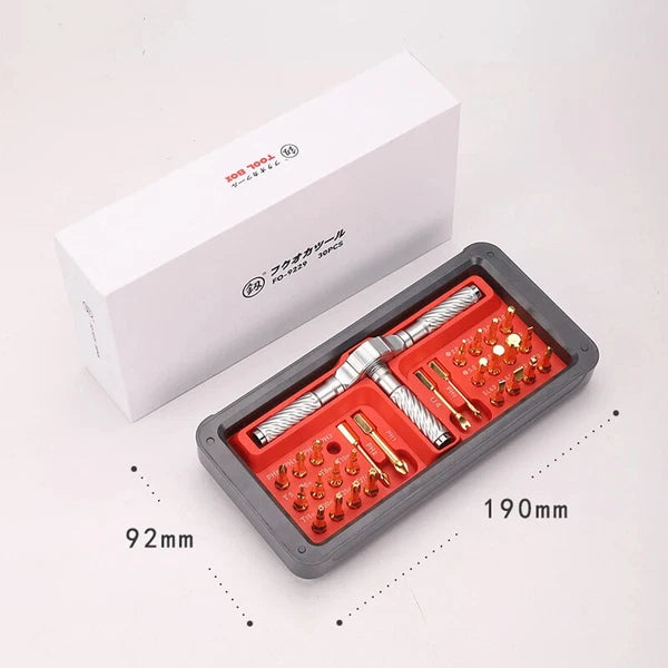 FO-9229 Ratchet Screwdriver Set 30pcs Cross U Hexagonal Hand Tools Right Angle