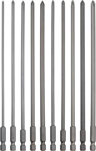 10 Pack Extra Long Phillips Screwdriver Bit Sets, 1/4 Inch Hex Shank Magnetic Sc