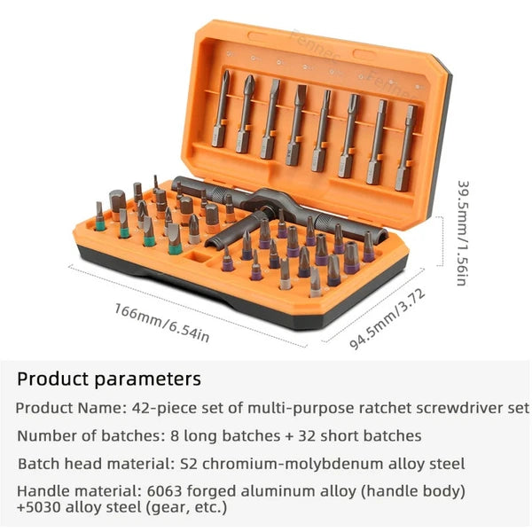 42-in-1 Precision Ratchet Screwdriver Set Portable Hand Tool Multifunctional