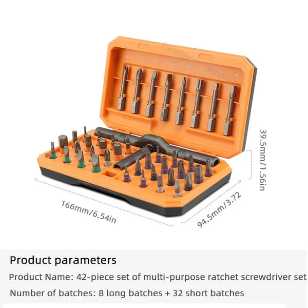 42-in-1 Precision Ratchet Screwdriver Set Portable Hand Tool Multifunctional