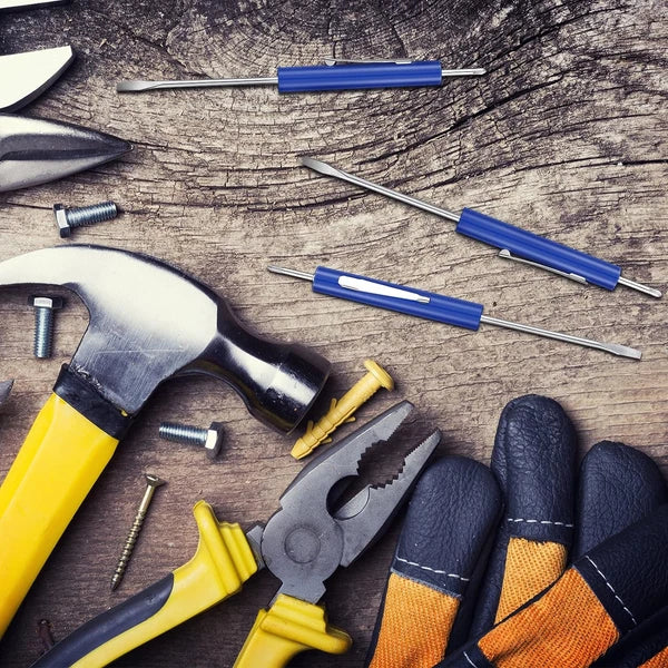 Zhehao 10 Pieces Pocket Screwdriver Set with Clip Double End and Slotted Blue Tw