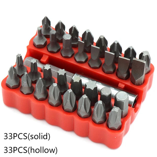 33Pcs Security Bit Set Tamper Proof Torx Spanner Screwdriver Star Hex Holder Rod