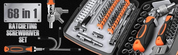 Ratchet Screwdriver Set 68 in 1 Hexagonal Cross Torx Magnetic Head Tough Handle