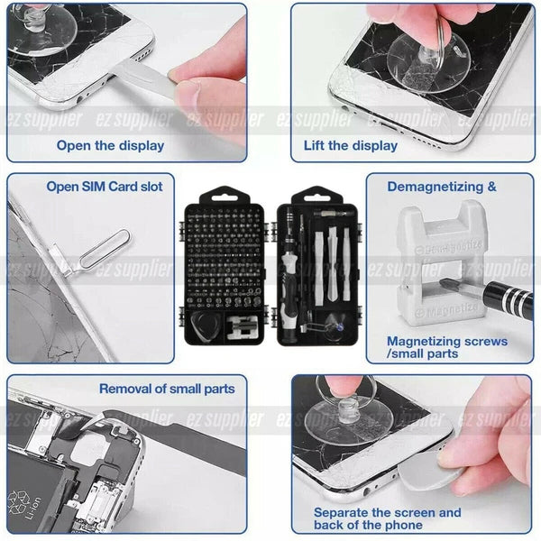 122 in 1 Precision Magnetic Screwdriver Set Computer Repair Kit with Case Black