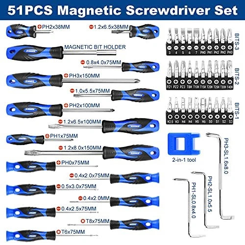 51-Piece Screwdriver Set,  Multi-Purpose Screwdriver Set with Case, Precision