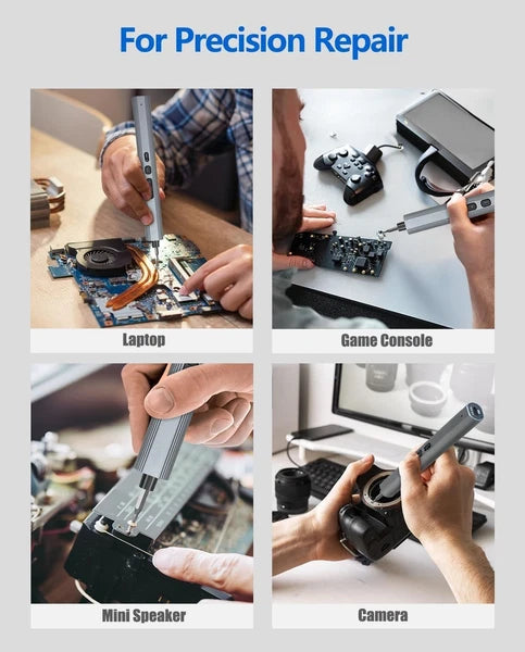 Small Electric Precision Screwdriver Cordless - 3 Torque Settings, 30 S2 Bits