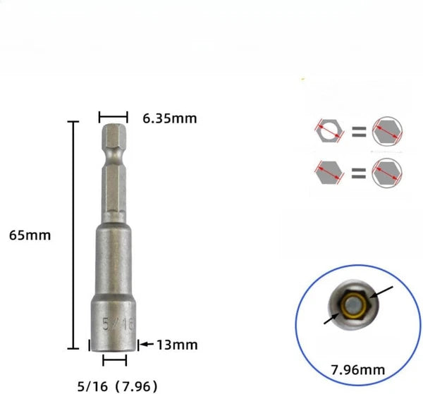 10-Piece Ultra Magnetic 5/16 Nut Driver Set for Impact Drills, 2.5" Shank