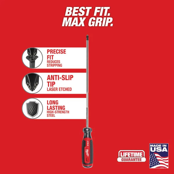 Milwaukee MT204 #2 10" Cushion Grip Phillips Screwdriver - Made In USA