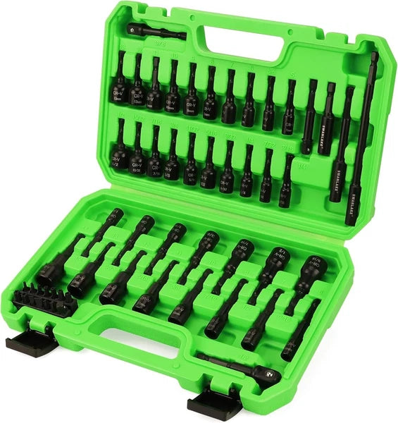55-Piece Magnetic Nut Driver Set, Metric & SAE 1/4" Hex Shank, Impact Driver
