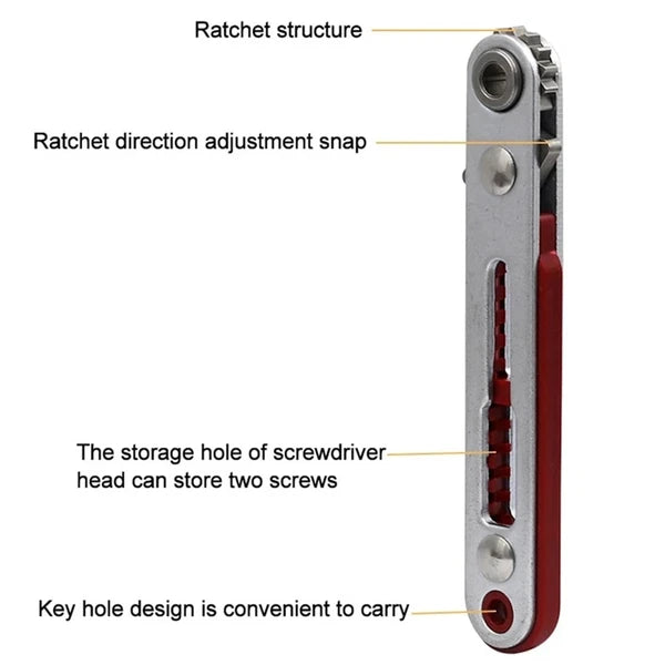 Flat Head  Ratchet Wrench 90 Degree Offset Screwdriver Handle with Bit Set4208