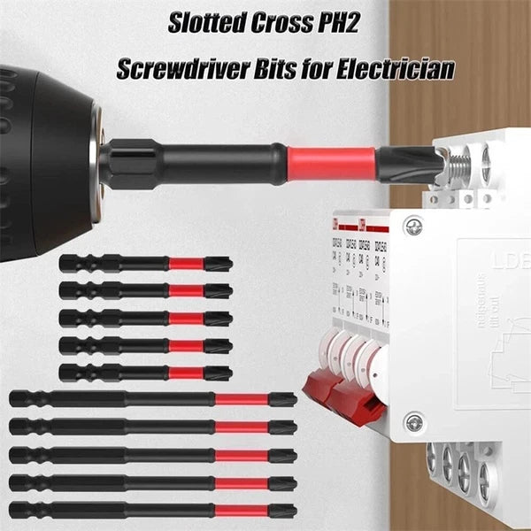 5-10pcs FPH2 Impact Screwdriver Bit Set-S2 Steel 65mm &110mm Slotted Heads US