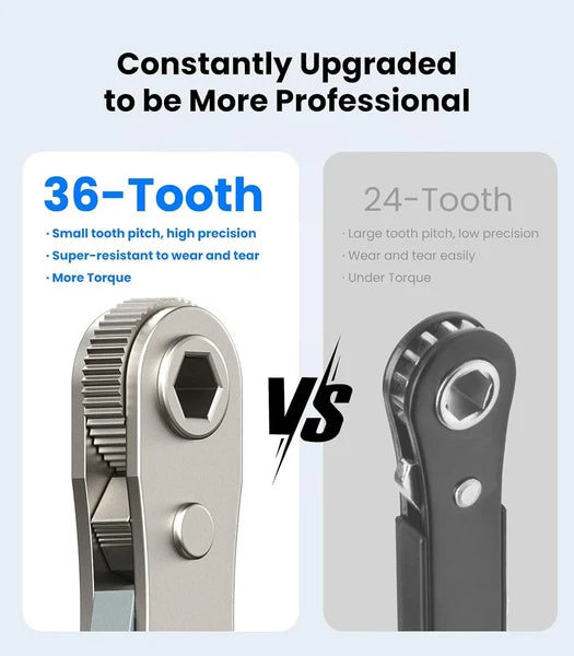 17in1 Right Angle Ratcheting Screwdriver Set, [Bearing Steel] 36-Tooth Mini Ratc
