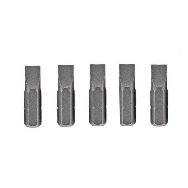 Screwdriver Handle 1/4" Hex + 5 Pack Plain Slotted Bit Set 6.5mm x 25mm