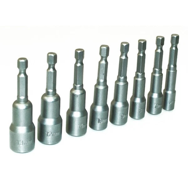1/4" HEX MAGNETIC NUT DRIVER 8PC SOCKET METRIC IMPACT DRILL BIT SET 6MM TO 13MM