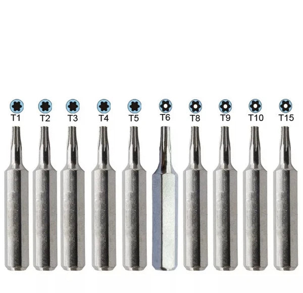 Micro Bits Set T1 T2 T3 T4 T5 T6 T8 TR9 T10 T15H torx screwdriver Hex 4mm 10PCS