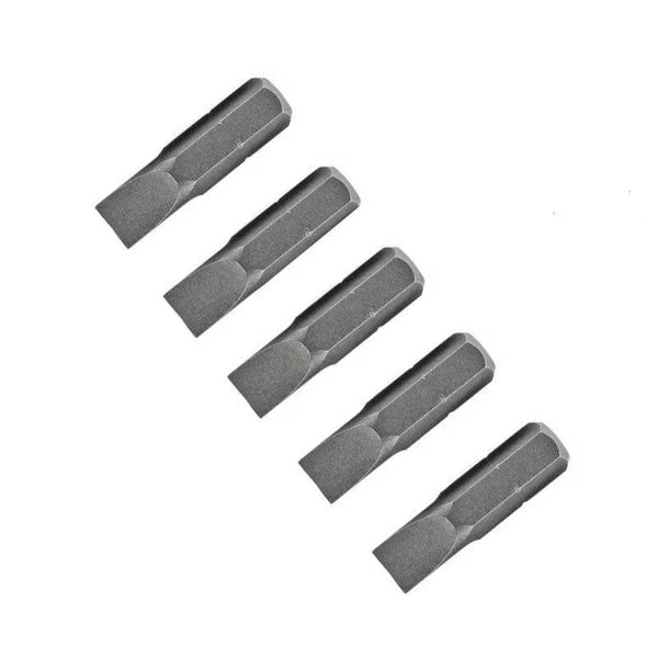 Screwdriver Handle 1/4" Hex + 5 Pack Plain Slotted Bit Set 6.5mm x 25mm