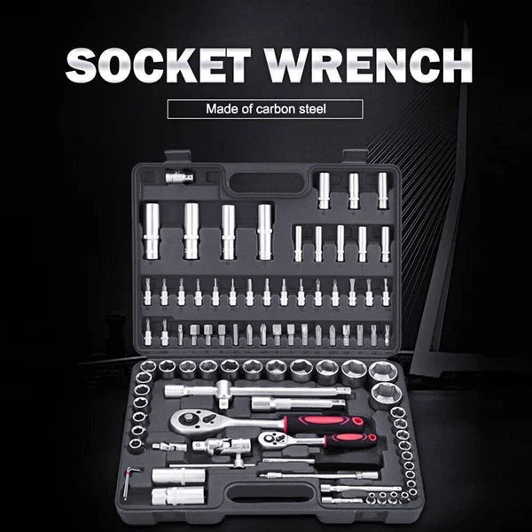 Socket Set 94 Pcs Ratchet Spanner Wrench 1/2" 1/4" Screwdriver Bits Tool Kit USA