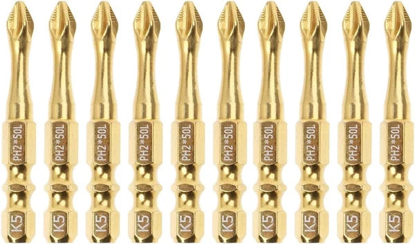 2" Titanium Coated Magnetic PH2 Screwdriver Bits Set #2 for Impact Drivers