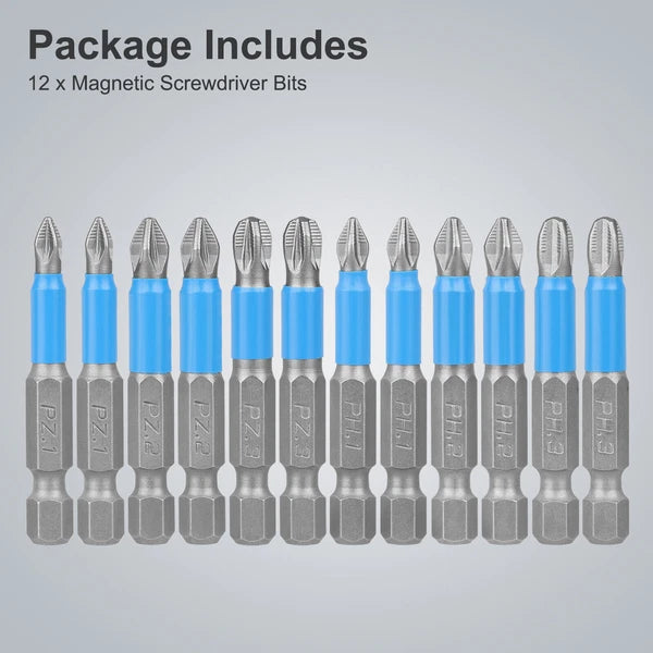 12x 1/4'' Magnetic Hex Shank Anti-slip Phillips Screwdriver Tool Drill Bit Set