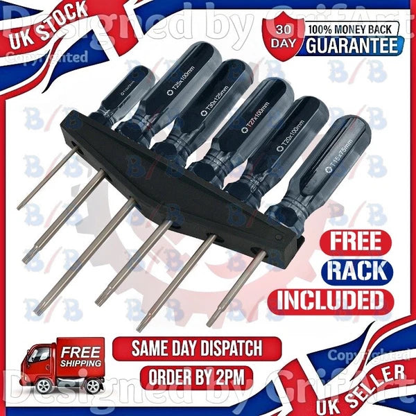 6 TORQUE DRIVE TORX TX STAR SCREWDRIVER SET T10 T15 T20 T25 T27 T30 HAND TOOL