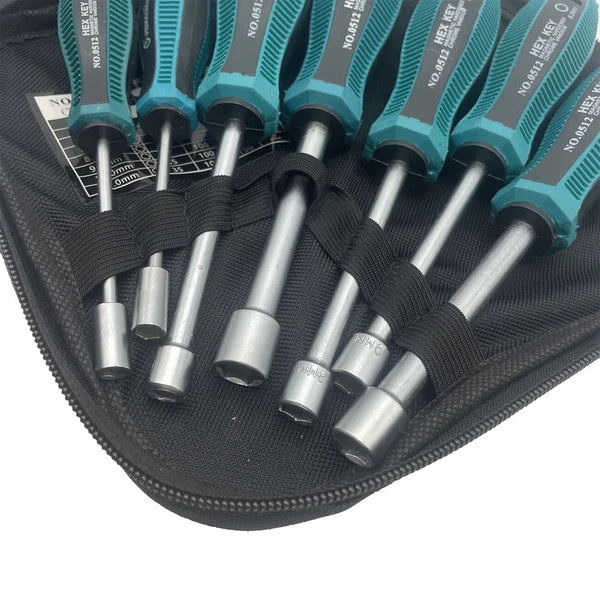 7pcs Metal Socket Wrench Screwdriver set Hex Steel Hex Torque Hexagonal 5mm-11mm
