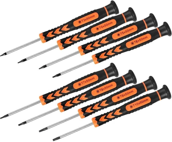 8 in 1 Security Torx Screwdrivers with T3 T4 T5 T6 T7 T8 T9 T10 Torx BitComp NEW