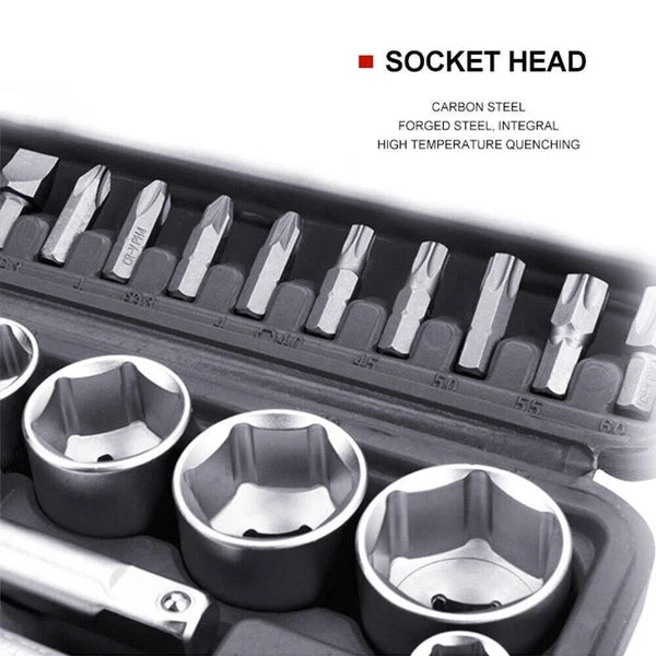 Socket Set 94 Pcs Ratchet Spanner Wrench 1/2" 1/4" Screwdriver Bits Tool Kit USA