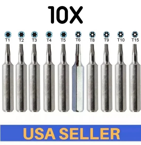 Micro Bits Set T1 T2 T3 T4 T5 T6 T8 TR9 T10 T15H torx screwdriver Hex 4mm 10PCS