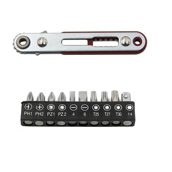 Flat Head  Ratchet Wrench 90 Degree Offset Screwdriver Handle with Bit Set4208