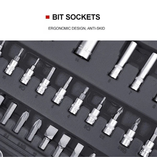 Socket Set 94 Pcs Ratchet Spanner Wrench 1/2" 1/4" Screwdriver Bits Tool Kit USA