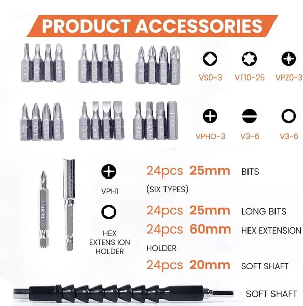MX Tovel Hand Electric Screwdriver Kit - 4V Cordless Electric Screwdriver 26pc