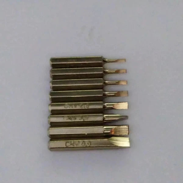 8pc Screwdriver Bit Set Slotted SL 1.0 1.3 1.5 2.0 2.5 3.0 3.5 4.0 4mm Hex Sys 4